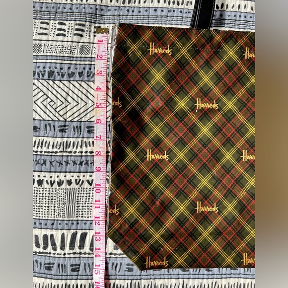 Vintage Harrods Plaid Brown Stylish Handheld Tote Bag Old Money Preppy Prep - Picture 11 of 13